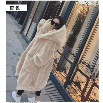 Winter Oversized Coats Hoodies Outwear Hooded Fluffy Coat Faux Fur Loose Coat Women Parka Long Warm Jacket